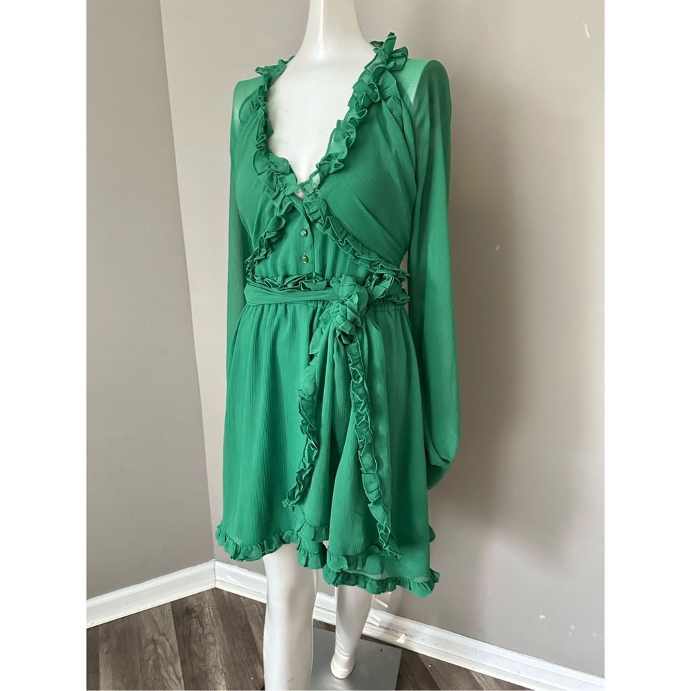 ALEXIS Ruffle-Trimmed Mini Dress - Green Size S $595 - Picture 7 of 12